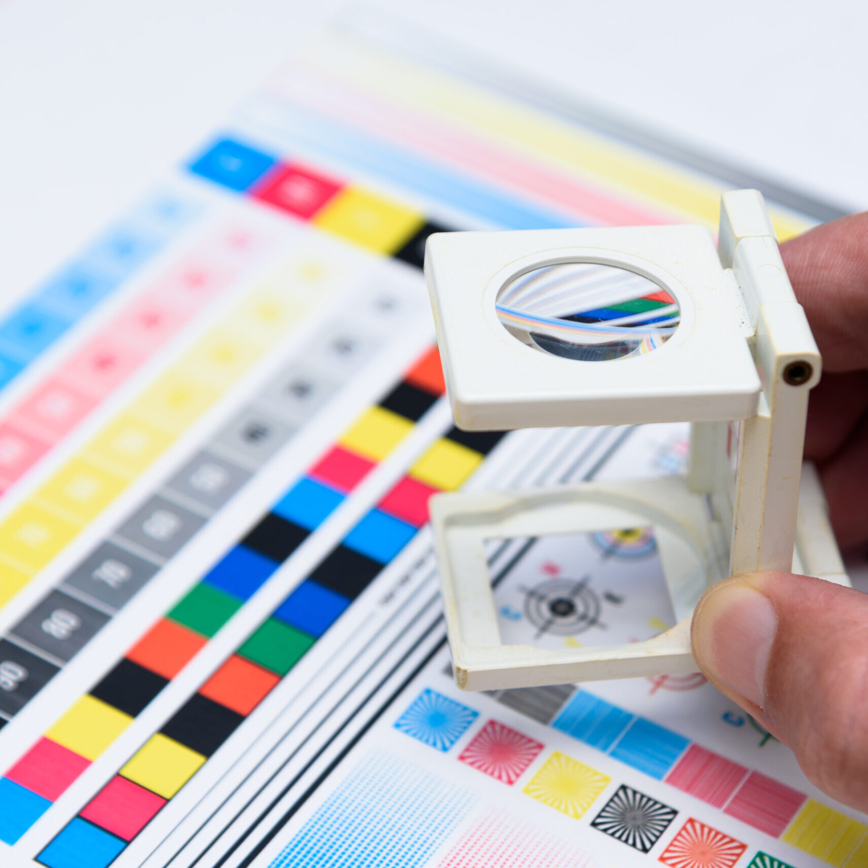 Printing Thread Counter Being Used by Male Hand Measurement Color Management